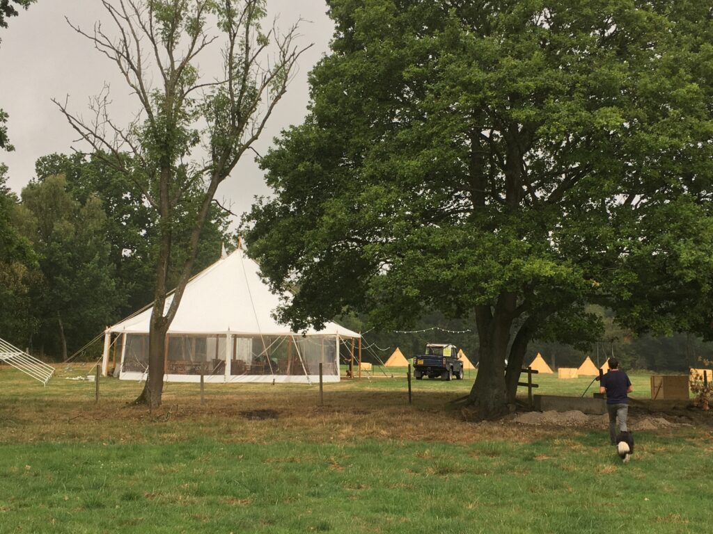 Setting up ready for a festival at Bushwell Farm